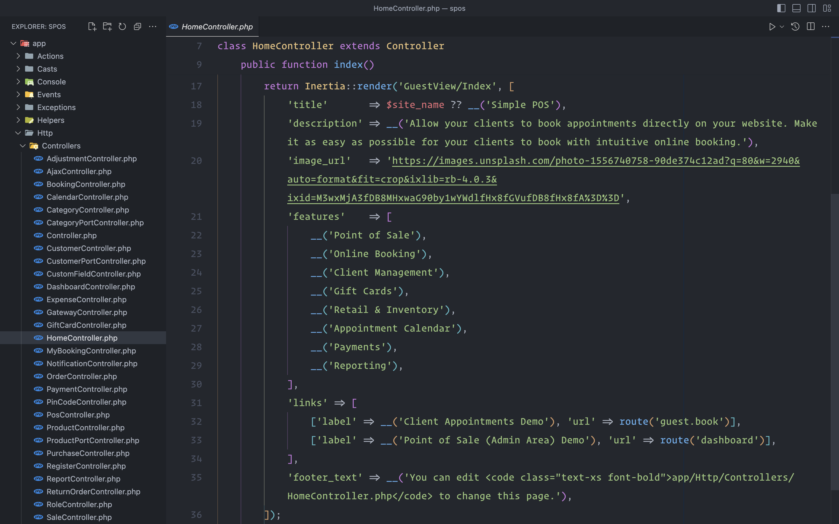 Homepage SimplePOS Booking