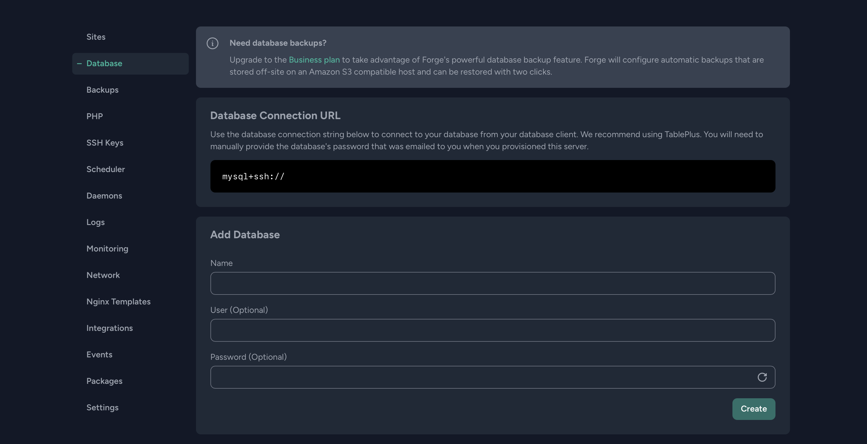 Forge Server Database